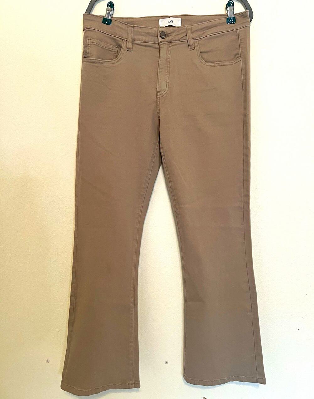 BKE Womens 31 Beige Twill Bootcut Pants Slim Fit Mid Rise Stretch Pockets